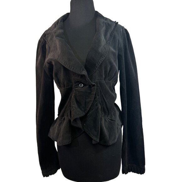 Morbid Threads Women's Black Ruffled Blazer Jacket M Cotton & Spandex - Picture 1 of 7